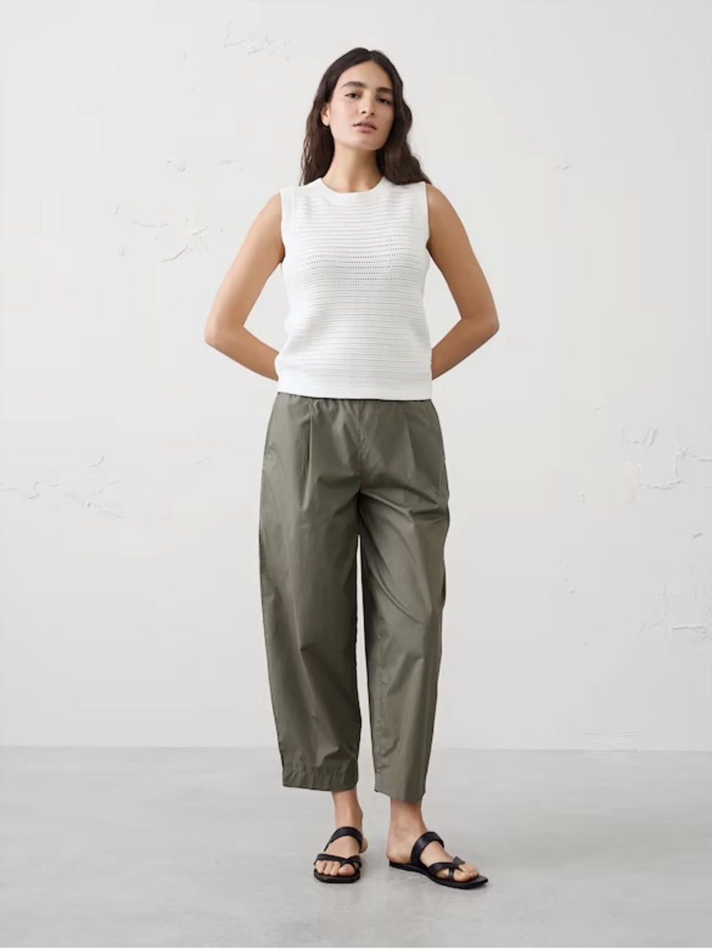Banana Republic White Open-Knit Sleeveless Top